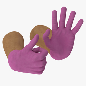 3D model Medical Gloves on Hands Pink Rigged