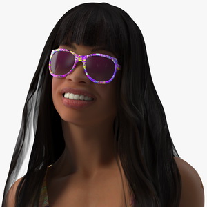 Beach Style Light Skin Young Black Woman Rigged 3D