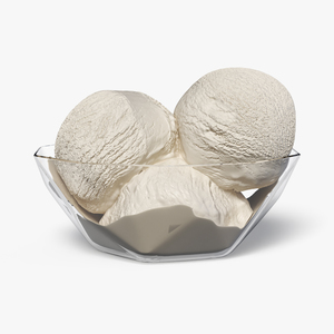 Ice Cream Vanilla Balls in Glass Bowl 3D