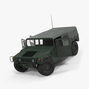 3D Soft Top Military Car HMMWV m1035 Rigged Green