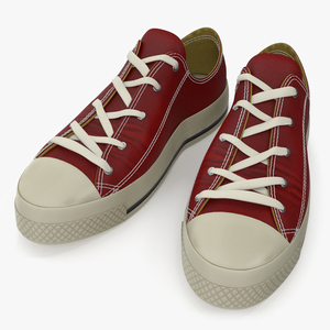 Low Top Canvas Red Sneakers 3D