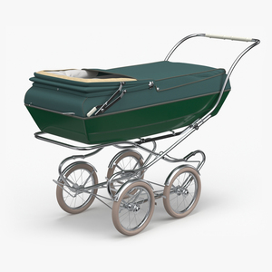 Bilt Rite Vintage Sleeping Stroller with Canopy Folded 3D model