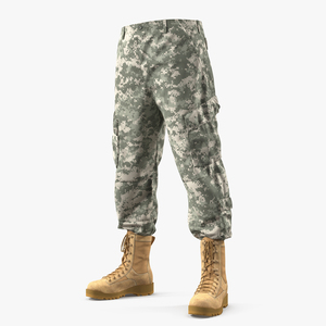 3D model Army ACU Pants with Boots