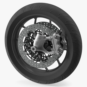 Motorcycle Spoked Wheel with Disc Brake 3D model