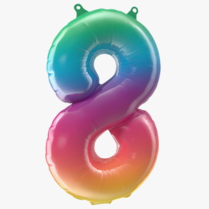 3D model Balloon Numbers 8 Rainbow