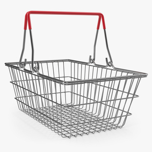 Empty Metal Shopping Basket 3D