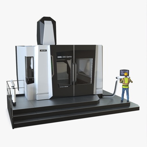 3D model DMU 200 Gantry CNC Machine with Operator