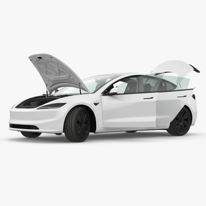 3D Tesla Model 3 2024 White Rigged