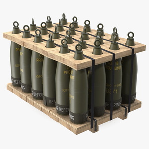 3D Military Mortar Shells 155mm in Two Sided Pallet model