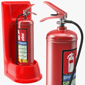 3D model Single Fire Extinguisher Fiberglass Stand Set