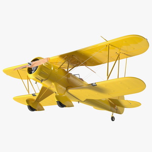 3D model Coastal Biplane YMF-5 Yellow Simple Interrior