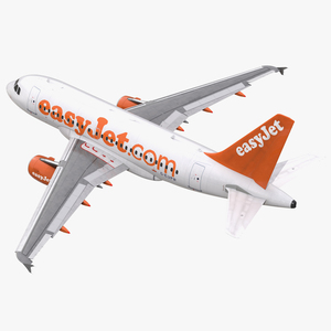 3D Airbus A318 EasyJet Rigged