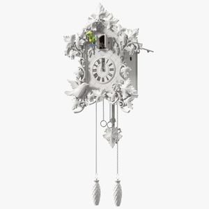 Wooden Cuckoo Clock White Rigged 3D