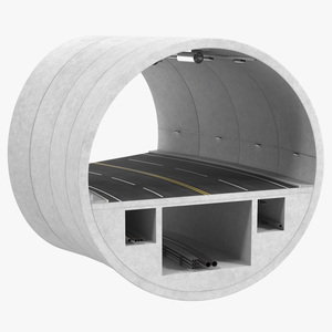 Road Tunnel Structure Section Turn 3D model