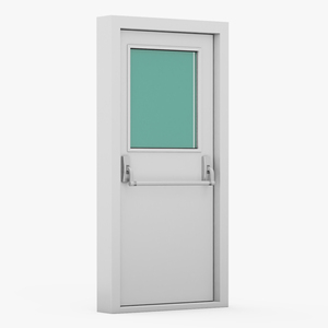 3D Grey Fire Exit Door Single with Panic Bar