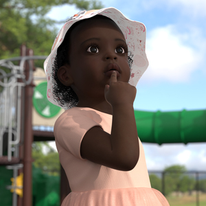 African Baby Girl in Summer Outfit Surprised 3D model