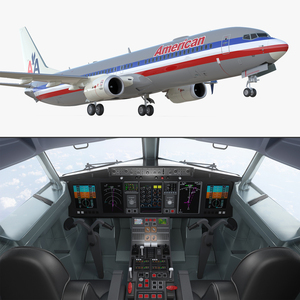 3D Boeing 737 900 with Interior and Cockpit American Airlines model