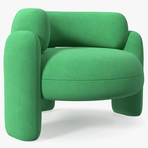 Smooth Shape Green Armchair 3D