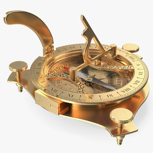 3D model Old Brass Compass with Sundial