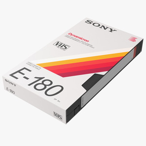 3D Vintage E180 VHS Video Tape with Cover model