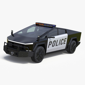 3D Tesla Cybertruck Police Patrol Vehicle model