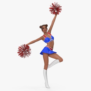 3D model European Woman Dancing with Pompoms