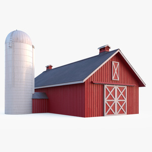 3D Barn Silo Red model