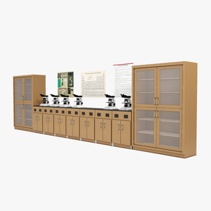 Laboratory Interior with Cabinets and Microscopes 3D model