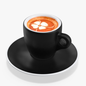 3D Espresso Cup with Saucer and Latte Art model