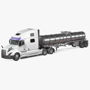 3D Volvo Truck with Tanker Trailer Rigged model