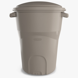 3D Round Grey Rubbermaid Trash Can