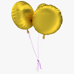 3D Three Helium Balloons Gold