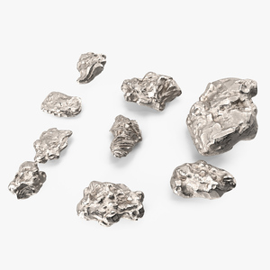 Silver Natural Minerals Stones Set 3D model