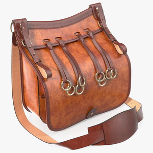 3D Classic Hunting Brown Leather Bag model