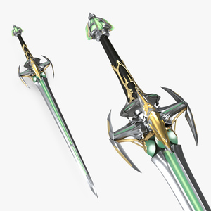 Futuristic Green Sword with Spikes 3D model