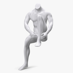 Sports Man Mannequin Sitting White 3D model