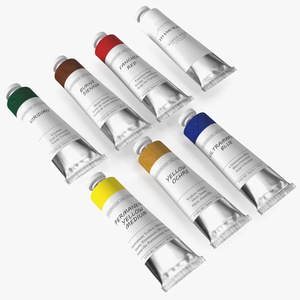 3D Oil Paint Tubes 7 Colors Set model