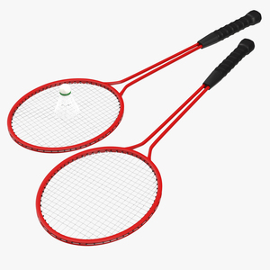 3D Badminton Racket 2 and Shuttlecock 2