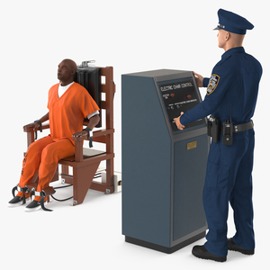 3D Prisoner on Electric Chair and Officer model