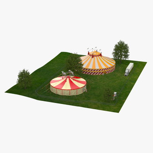 3D Circus Tent Setup and Transport Truck with Fur