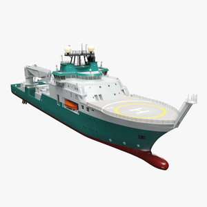 Construction Vessel with Helipad 3D