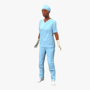 3D model Female Surgeon African American Rigged 2