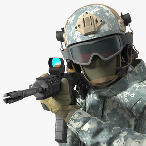 3D Military Soldier in Grey Camo Rigged