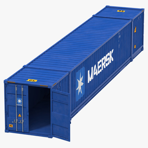 3D 53 ft Shipping ISO Container Blue model