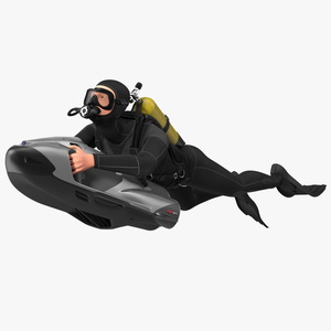 Diver with Seabob F5SR Personal Watercraft 3D