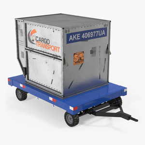 3D Airport Baggage Trailer with Container model