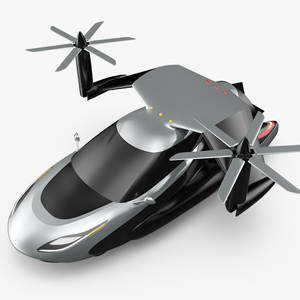 3D Futuristic Flying Car Concept with Rotors