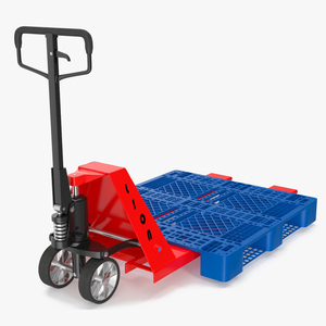 Hydraulic Trolley with Plastic Pallet 3D