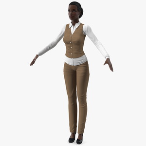 3D Dark Skin Business Style Woman Neutral Pose model