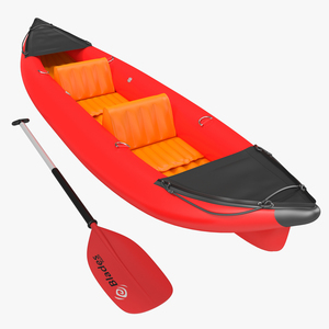 3D Kayak 3 Red with Paddle model